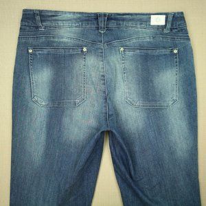 Democracy Girlfriend Jeans Women's Size 14 Floral Embroidered Distressed Denim